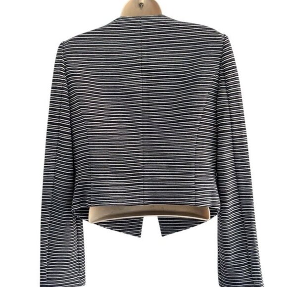 BCBG MAXAZRIA Woman’s Sz M Otto Cropped Striped Zip-Waist Blazer Jacket - Picture 4 of 10